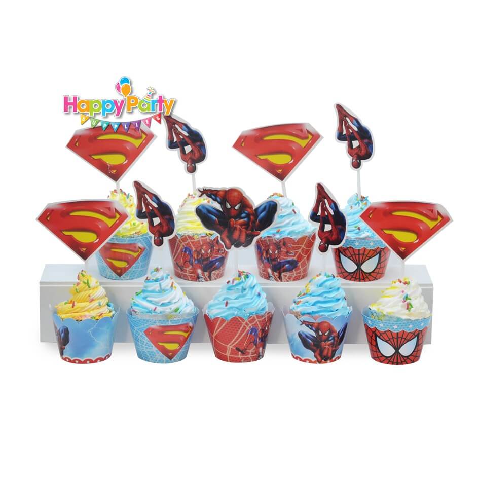tem-cam-banh-cupcake-chu-de- spiderman shopphukiensinhnhat.com