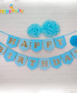 shopphukiensinhnhat.com Set xanh dương Gold Kim Tuyến dây treo happy birthday