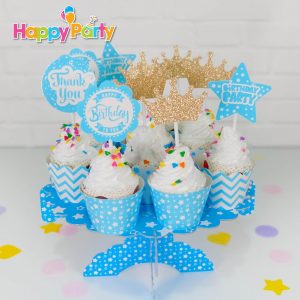 shopphukiensinhnhat.com Set xanh dương Gold Kim Tuyến tem cắm bánh cupcake