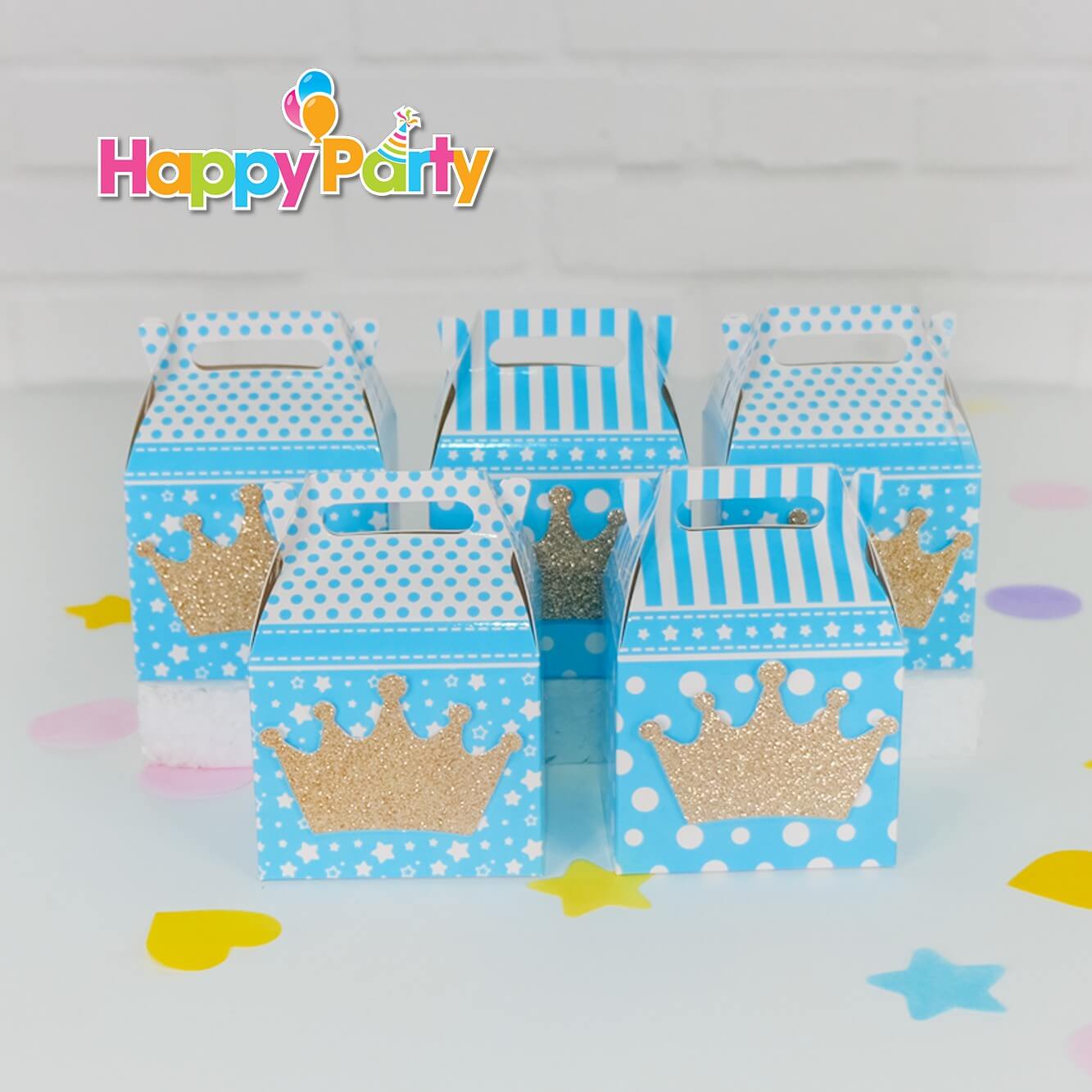 shopphukiensinhnhat.com Hộp quà sinh nhật Set xanh dương Gold Kim Tuyến