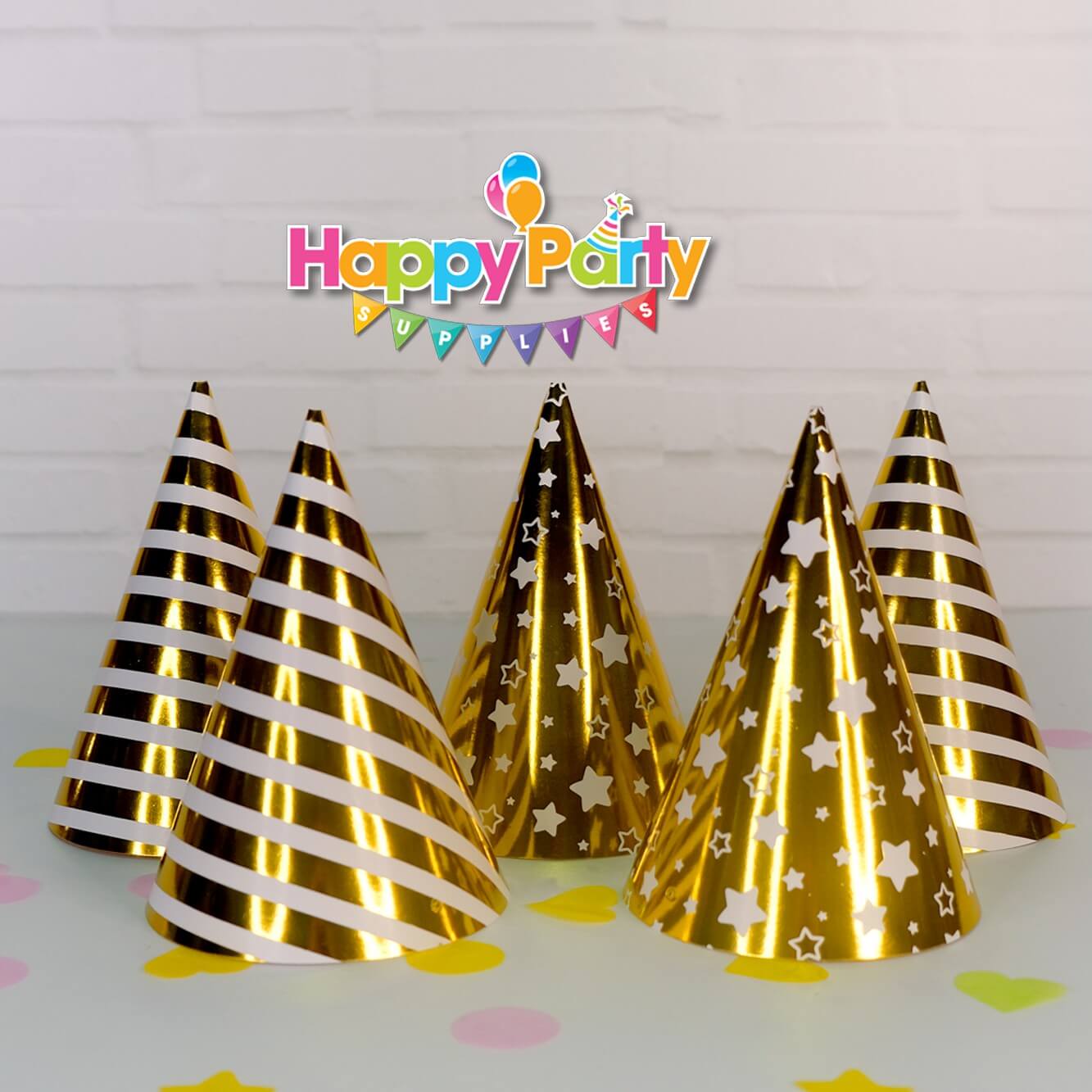 Set Gold ép kim nón giấy sinh nhật shopphukiensinhnhat.com