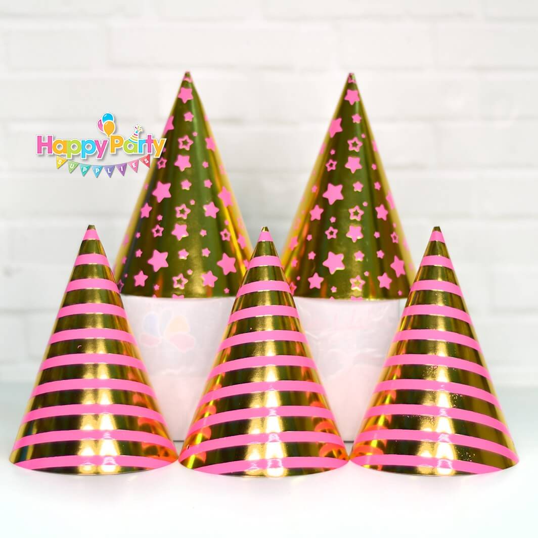 set-hong-gold-ep-kim nón giấy sinh nhật shopphukiensinhnhat.com