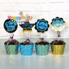 Xanh Dương Gold Ép Kim tem cắm bánh cupcake sinh nhật shopphukiensinhnhat.com