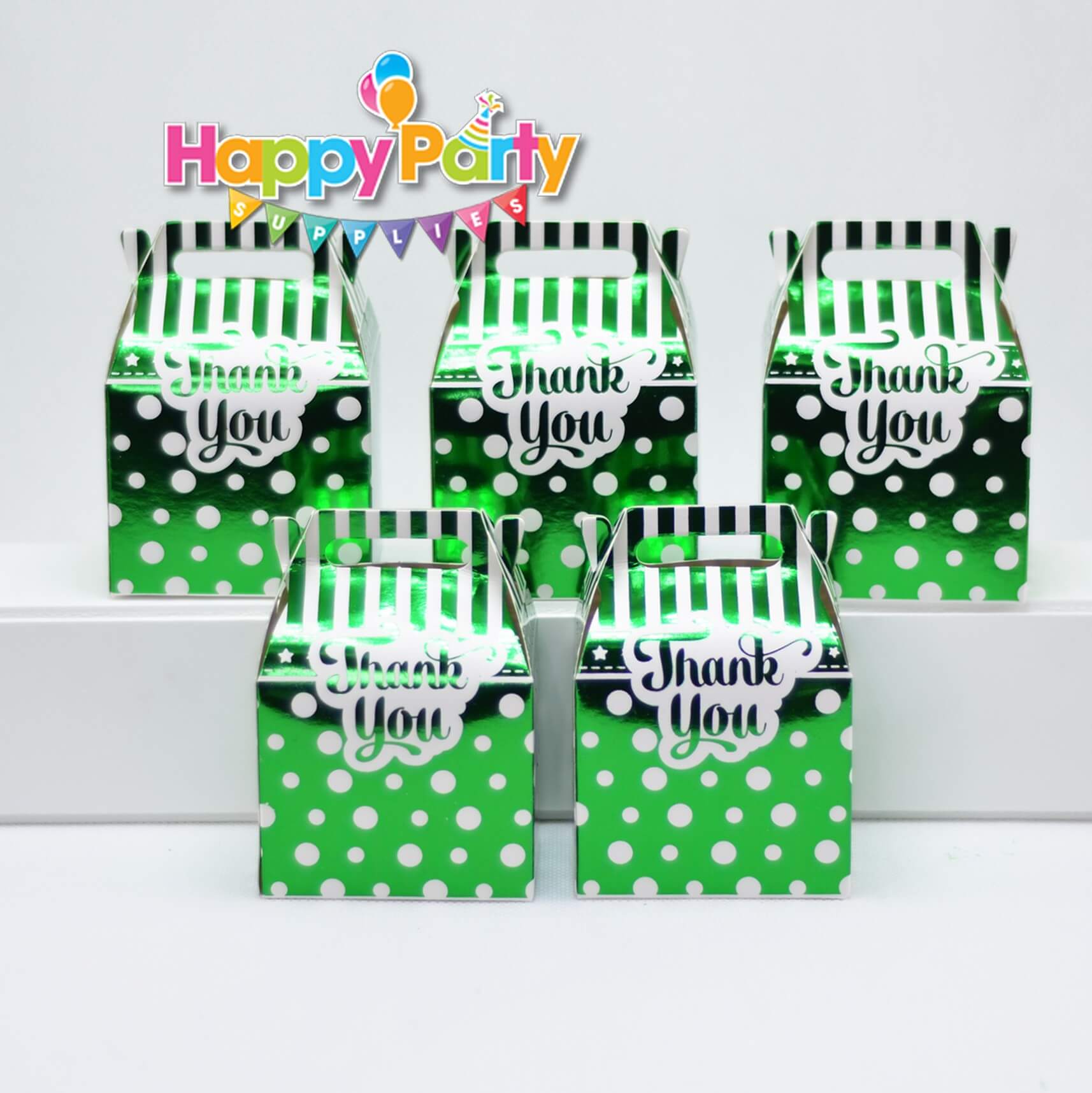 Set xanh lá ép kim hộp quà sinh nhật shopphukiensinhnhat.com